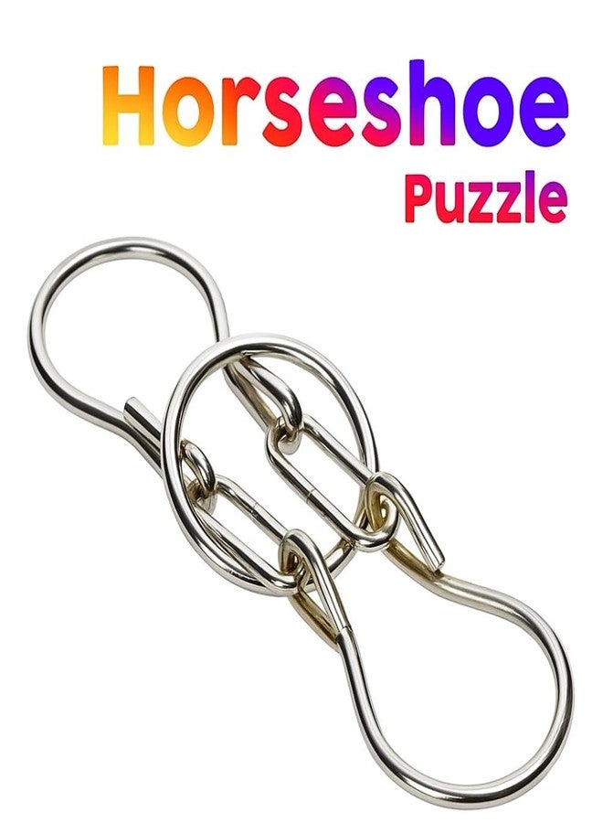 MilesMagic Horseshoe Puzzle - Classic Metal Brain Teaser Magic Trick Gimmick | Ring Removal Puzzle Game | Durable Steel Finish | 26cm x 6cm | Includes Instructions - Image 2